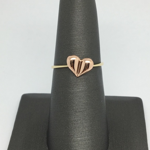 14K Real Two-Tone Gold Heart Ring